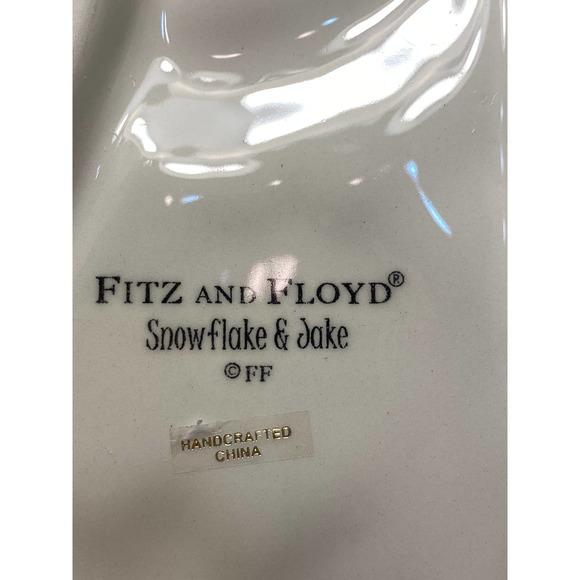 Fitz and Floyd Christmas/Holiday Elongated Tray. "Snowflake and Jake". 2009. - Picture 5 of 12